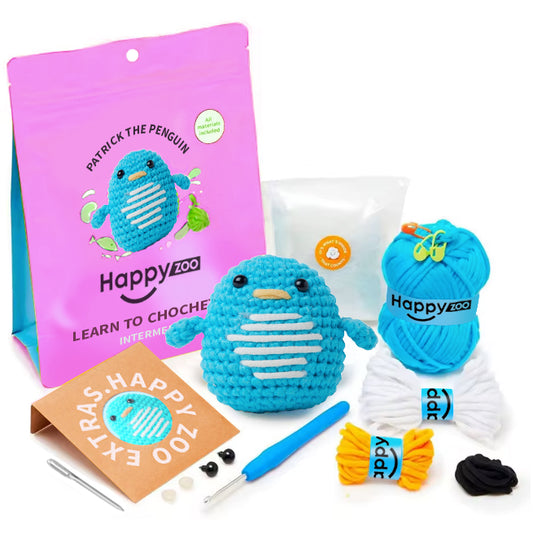 Patrick the Penguin - Happy Zoo Beginners Crochet Kit - Perfect Gift with Step-by-Step Video Tutorial