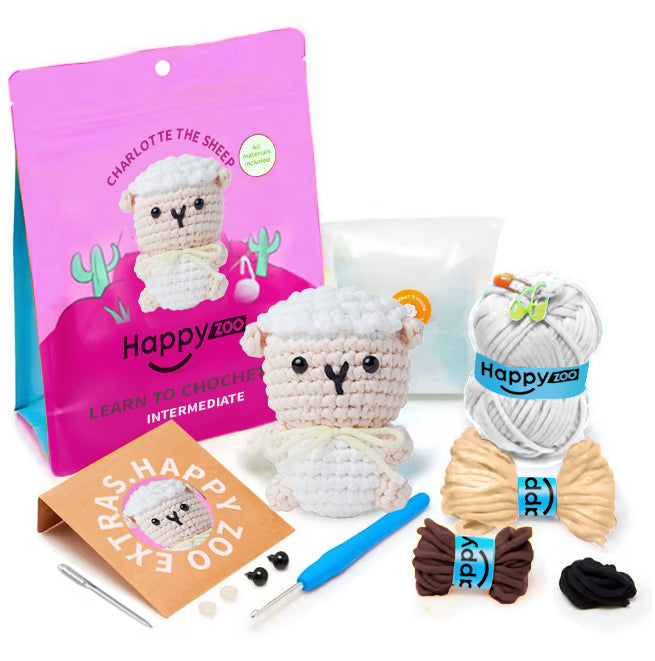 Charlotte the Sheep - Happy Zoo Beginners Crochet Kit - Perfect Gift with Step-by-Step Video Tutorial