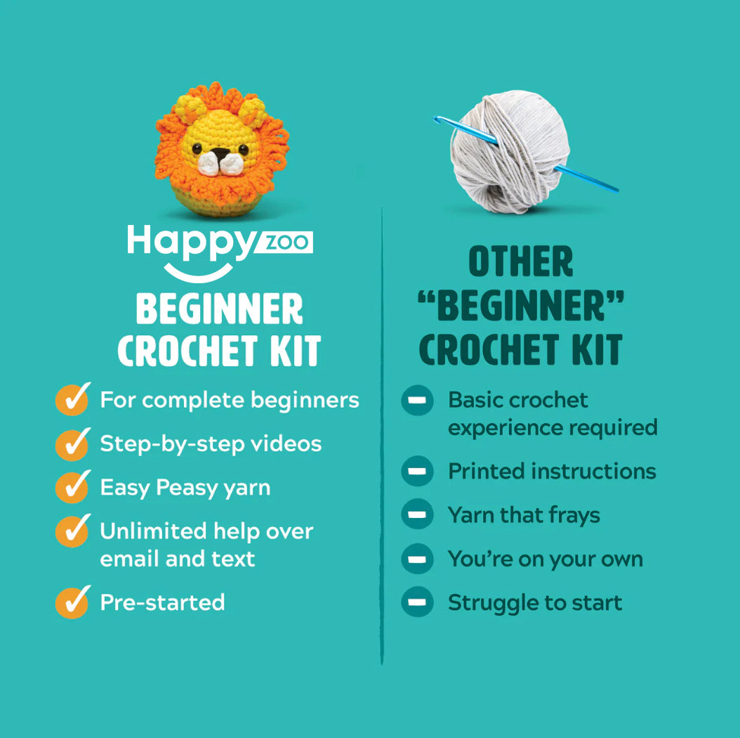 Poppy the Pig - Happy Zoo Beginners Crochet Kit - Perfect Gift with Step-by-Step Video Tutorial