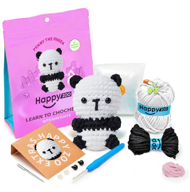 Penny the Panda - Happy Zoo Beginners Crochet Kit - Perfect Gift with Step-by-Step Video Tutorial